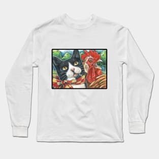 Cat and Chicken Song - Black Outlined Version Long Sleeve T-Shirt